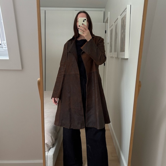 Mackage Jackets & Blazers - Vintage Mackage Brown Leather Trench Coat Jacket Size M